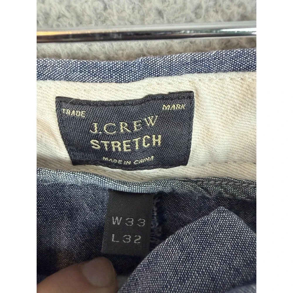 J.Crew Pants Mens 33x32 Blue 770 Slim Fit Chambray Stretch Chino Casual Office